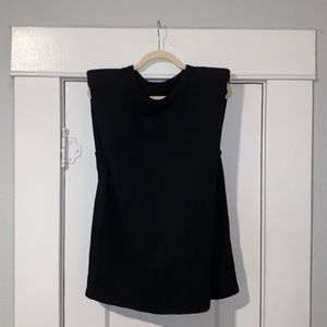 Nasty Gal Black Tee with Shoulder Pads